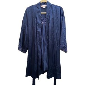 Victoria’s Secret blue lace chemise and robe. Size M